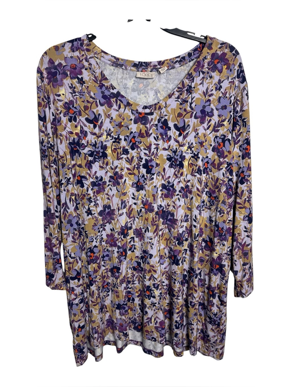 LOGO by Lori Goldstein Abstract Floral Wearable Art Tunic Top 1X